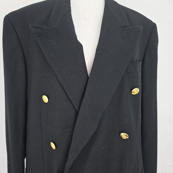 Austin ReedJacobsons Double Breasted Gold Button Wool Black Blazer Men Size 40R - Picture 4 of 12